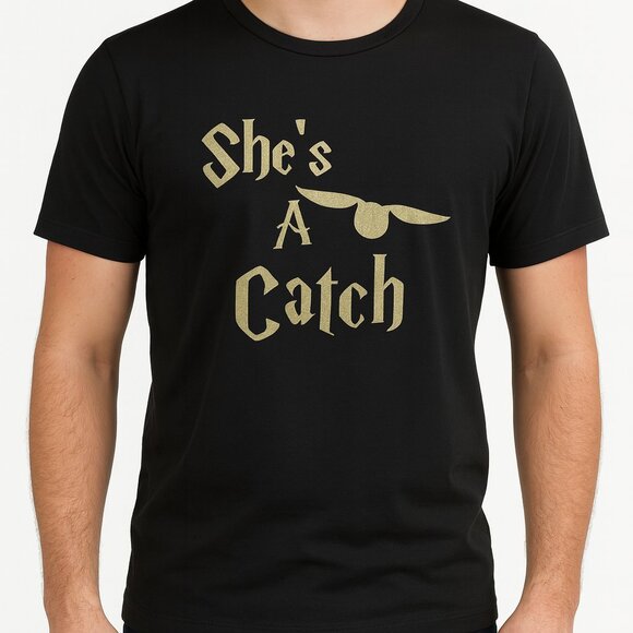 Pair of Thieves Shes A Catch Tshirt Black M Crew Neck Short Sleeve Harry Potter - Picture 1 of 7